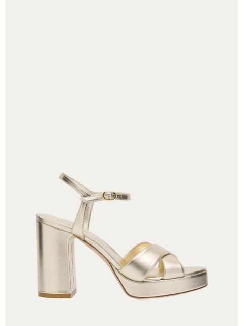 Stuart Weitzman Dayna Metallic Crisscross Platform Sandals