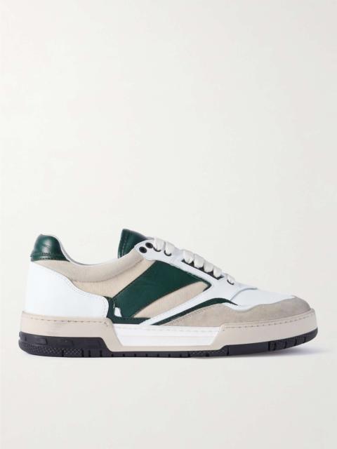 Rhude Racing Distressed Suede and Leather Sneakers