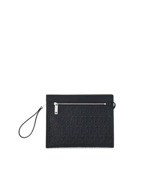 FERRAGAMO Gancini logo-embossed clutch bag