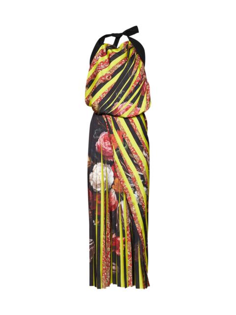 Dries Van Noten Multicolor printed satin Darnot asymmetric long dress