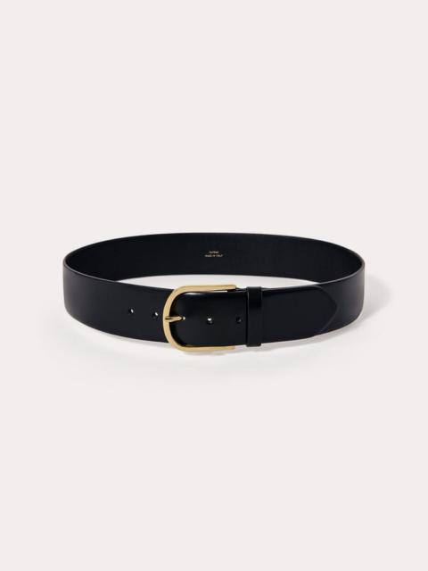 Wide trouser leather belt black