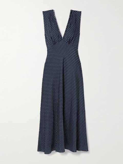 DÔEN Tahlia Belted Polka-dot Silk-blend Twill Midi Dress