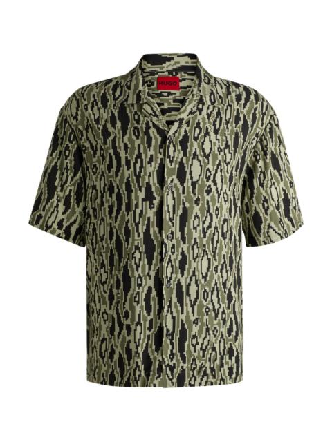 HUGO OVERSIZE-FIT SHIRT IN PYTHON-PRINT POPLIN