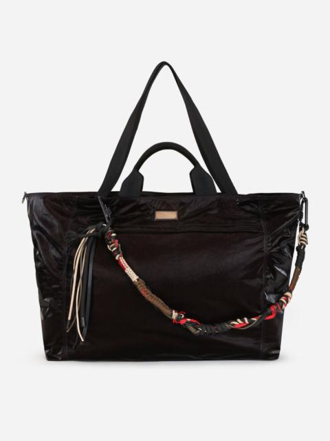 Dolce & Gabbana Nero Sicilia dna nylon travel bag with branded tag