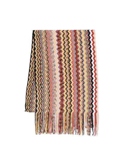 Missoni zigzag-pattern fringed scarf