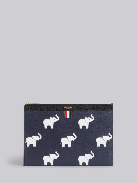 Thom Browne Navy Pebbled 3D Elephant Print Small Document Holder