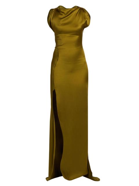 Victoria Beckham Women's Satin Cord Split Side Gown - Moss