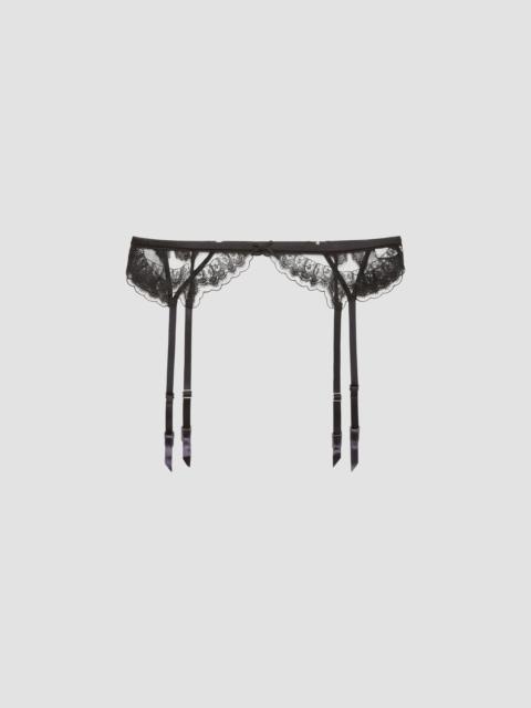 Fleur du Mal Women's Mila Embroidered Silk-Blend Garter Belt - Black