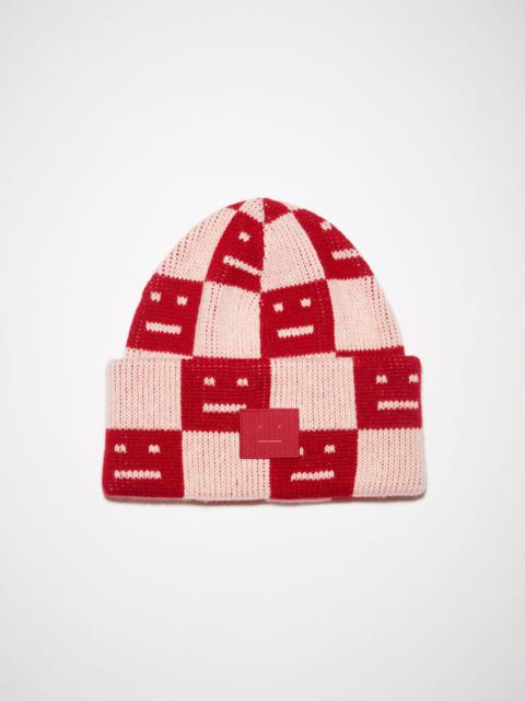 Acne Studios Jacquard knit beanie hat - Deep red/faded pink melange
