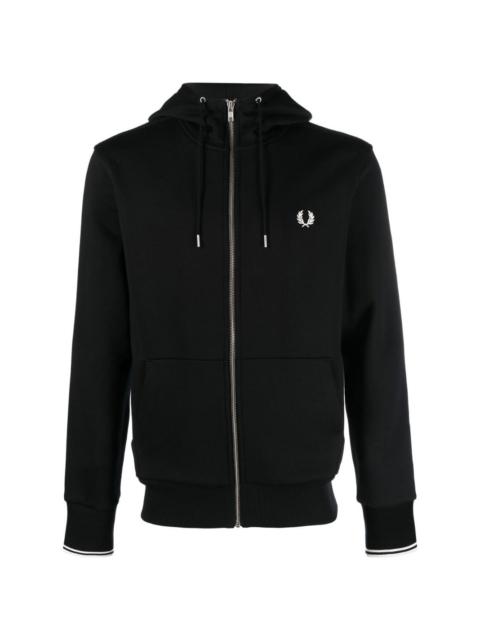 Fred Perry embroidered-logo zip-up hoodie