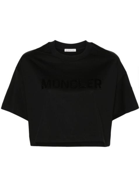 Moncler sequin-logo cropped T-shirt