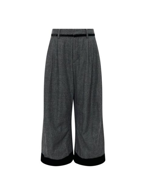 RENLI SU Wide-Leg Herringbone Trousers