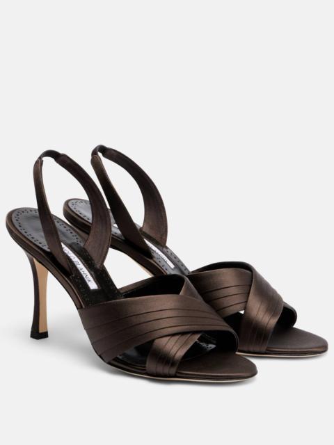 Manolo Blahnik Viera satin slingback sandals