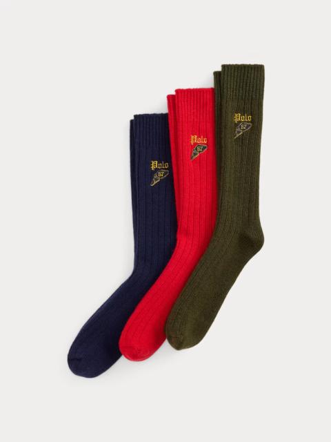 Polo Ralph Lauren Ribbed Wool-Blend Boot Sock 3-Pack