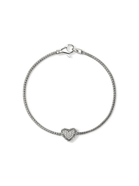 JOHN HARDY JH Essential Heart Bracelet, Sterling Silver, Diamonds, 1.8MM