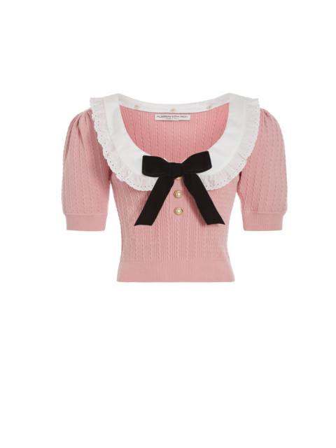 Alessandra Rich COTTON BLEND KNIT JUMPER WITH COLLAR