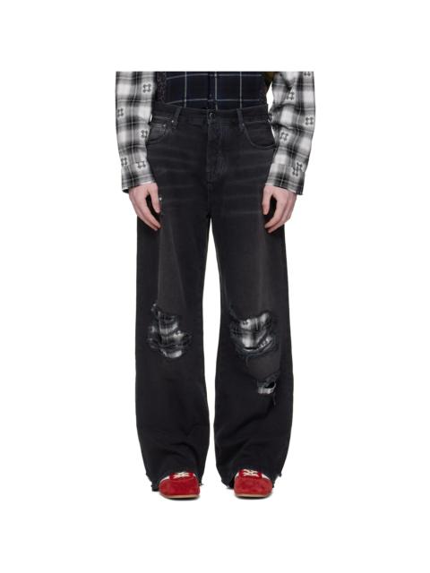 AMIRI Black Flannel Repair Baggy Jeans
