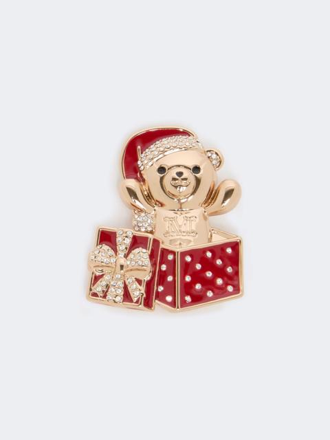 Max Mara SHINY Metal teddy bear brooch - IVORY