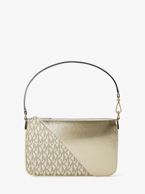MICHAEL KORS Jet Set Travel Metallic and Signature Logo Wristlet