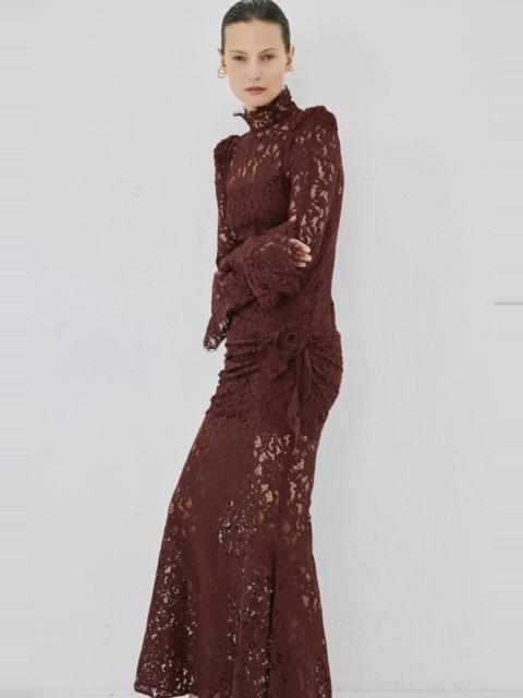 De La Vali BODITA MAXI DRESS IN PLUM COTTON LACE