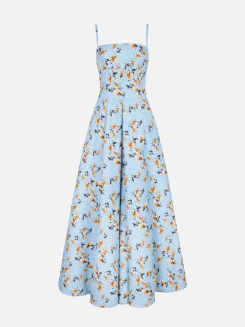 EMILIA WICKSTEAD Oceana Dress In Blue Summer Lillies Taffeta Faille