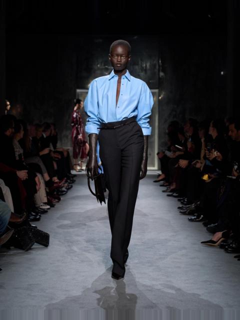 TOM FORD FRENCH PLONGE LEATHER SHIRT