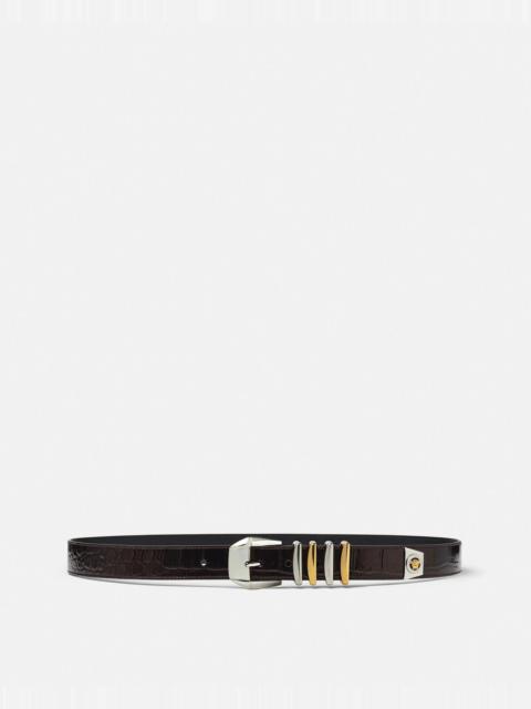 VERSACE Croc-Effect Medusa Heritage Belt 1.2"