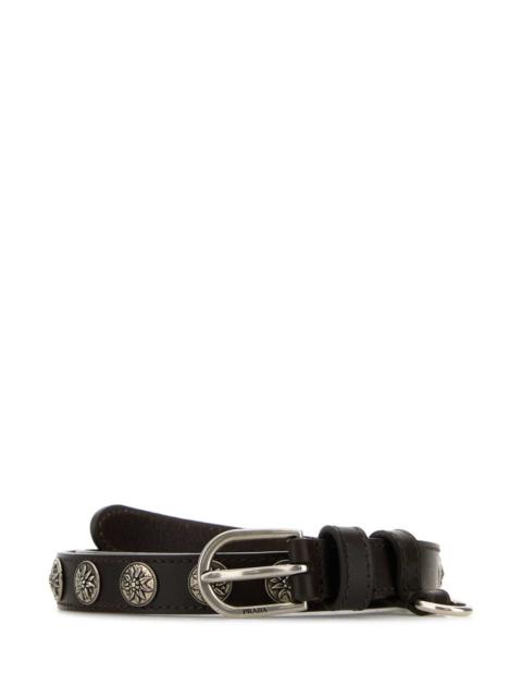 Prada Chocolate Leather Belt Caffe' Cinture