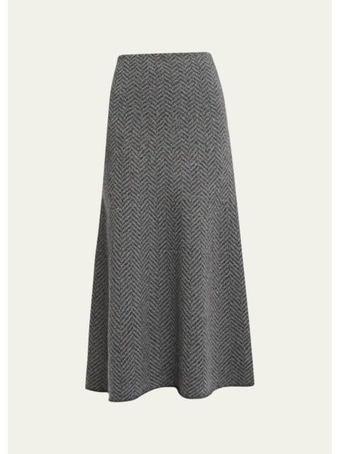 GABRIELA HEARST Camden Cashmere Speckled Herringbone Maxi Skirt
