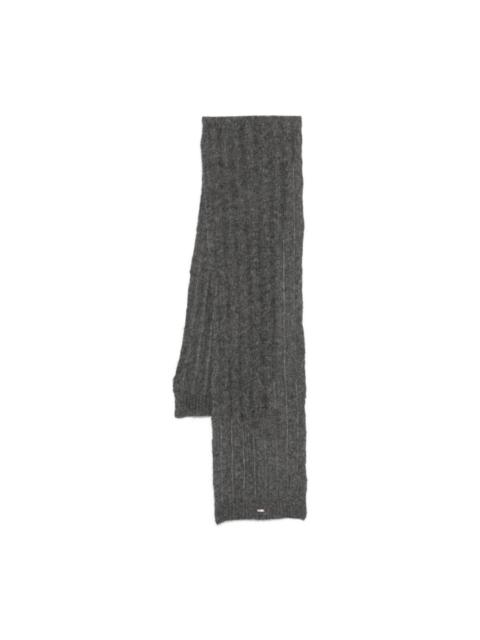 Herno logo-plaque ribbed-knit scarf