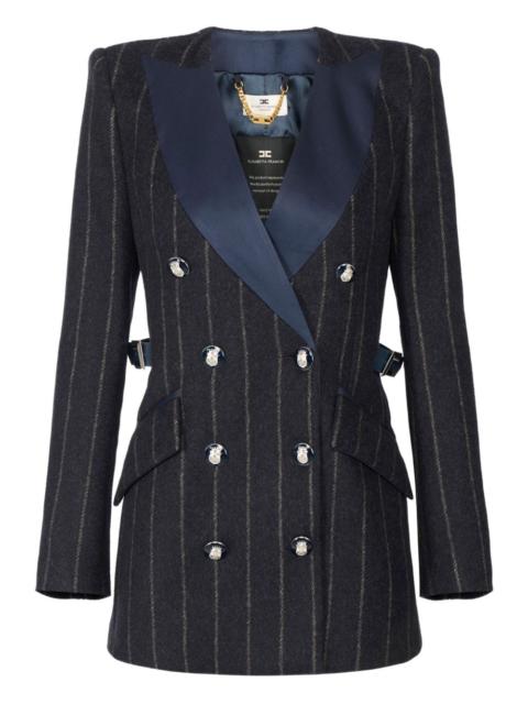 ELISABETTA FRANCHI pinstripe satin-lapel blazer