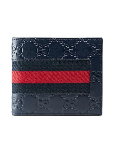 GUCCI Gucci Bifold Wallet Signature Web (8 Card Slots) Blue