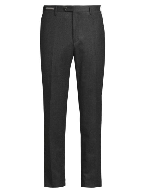 CORNELIANI Men's Wool Flannel Slim-Fit Trousers - Charcoal