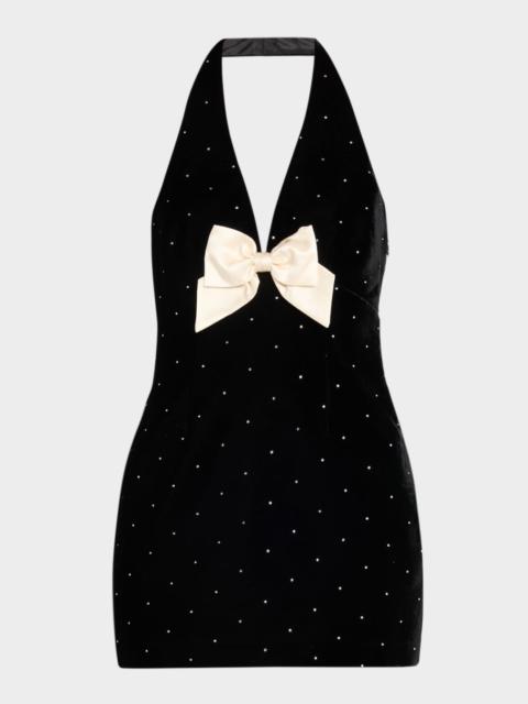 LoveShackFancy Kathy Velvet Halter Mini Dress