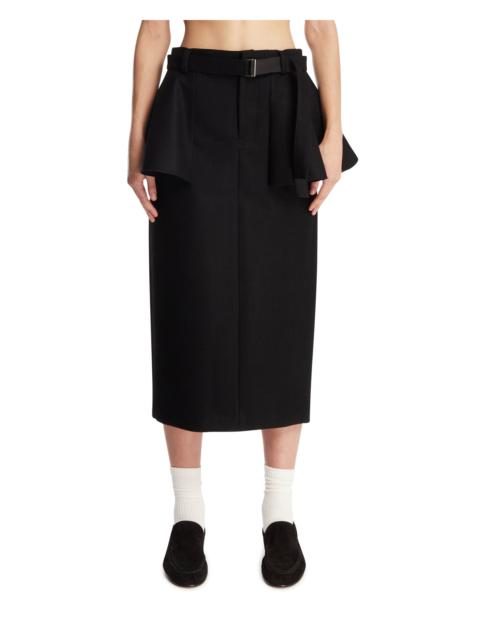 sacai Black Melton Midi Skirt