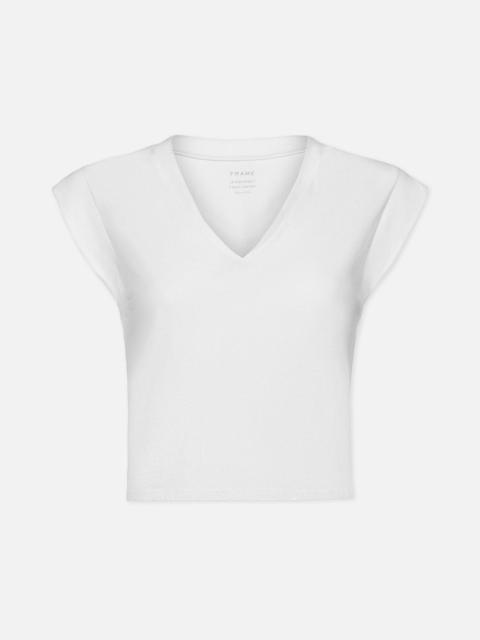 Le High Rise V Neck Tee in Blanc