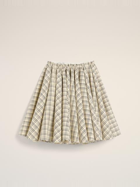 AMI Paris BEIGE CHECKED WOOL SKIRT WITH GODETS