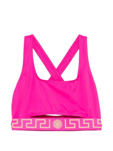 VERSACE cross strap logo band bikini top