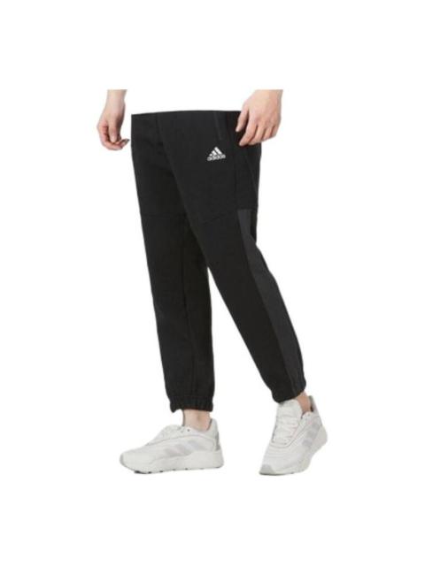 Men's adidas Casual Logo Solid Color Lacing Sports Pants/Trousers/Joggers Black HE7462