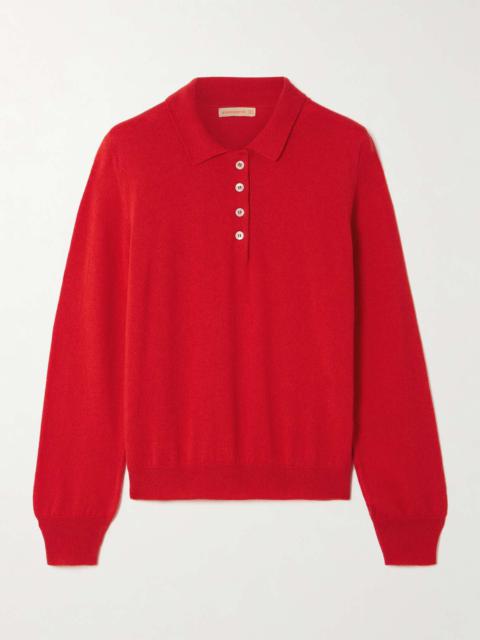 &DAUGHTER Aoife cashmere and cotton-blend polo sweater Red