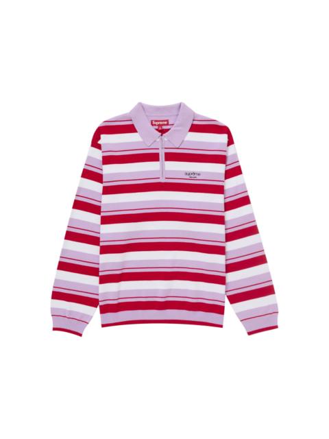 Supreme Supreme Stripe Zip L/S Polo Light Purple