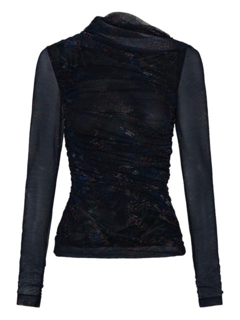 NICHOLAS Joey snake-print ruched top