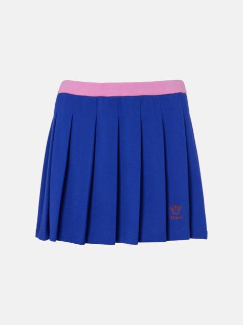 VERSACE Medusa pleated cotton piqué miniskirt