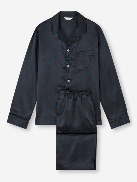 Derek Rose Men's Pyjamas Brindisi 106 Silk Satin Navy