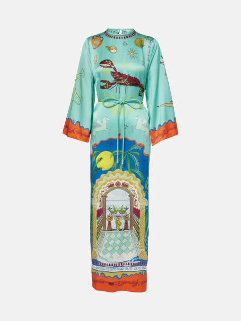 ALÉMAIS Surrealist silk midi dress