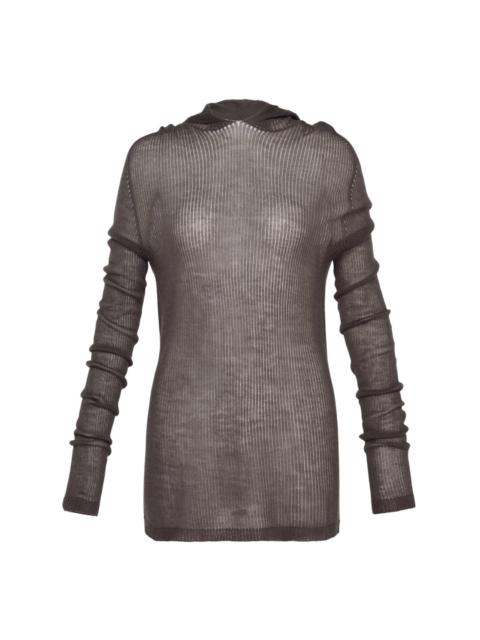 Rick Owens Hooded Long Sleeve Ribbed Tee