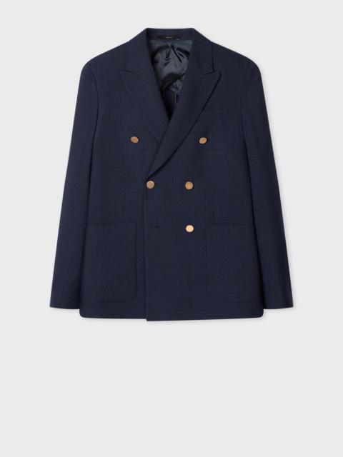 Paul Smith Navy Check Two-Ply Merino Wool Double-Breasted Blazer