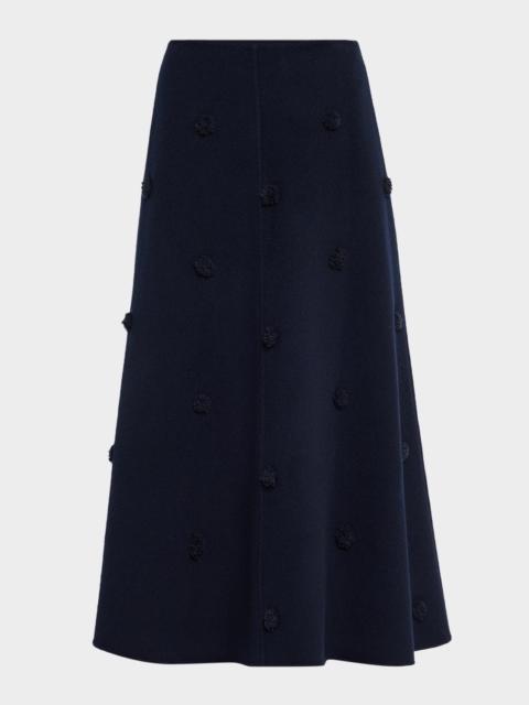 Lafayette 148 New York Embellished Fringed Dot Flare Midi Skirt