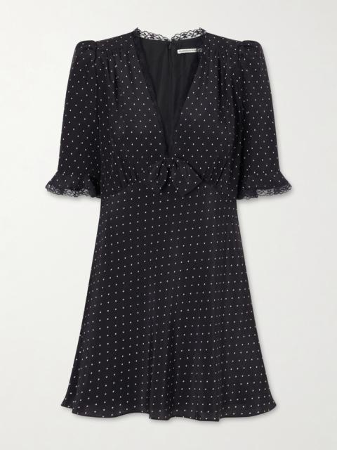 Alessandra Rich Bow-embellished Polka-dot Silk-satin Mini Dress