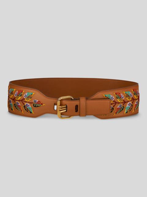 Etro EMBROIDERED LEATHER BELT